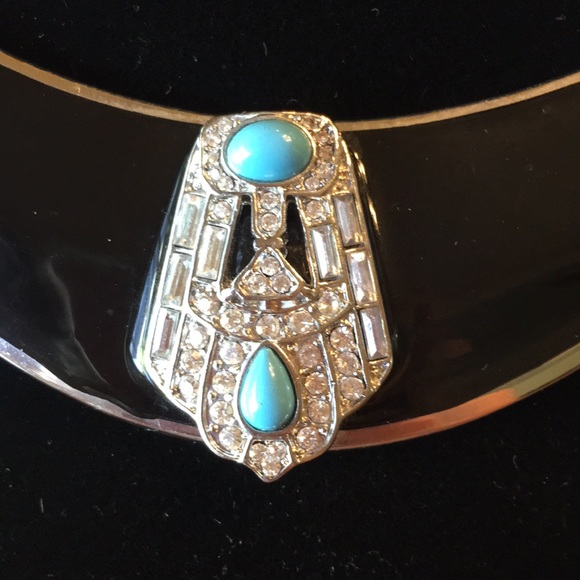 Statement Necklace | Silver & Faux Turquoise - Picture 3 of 13